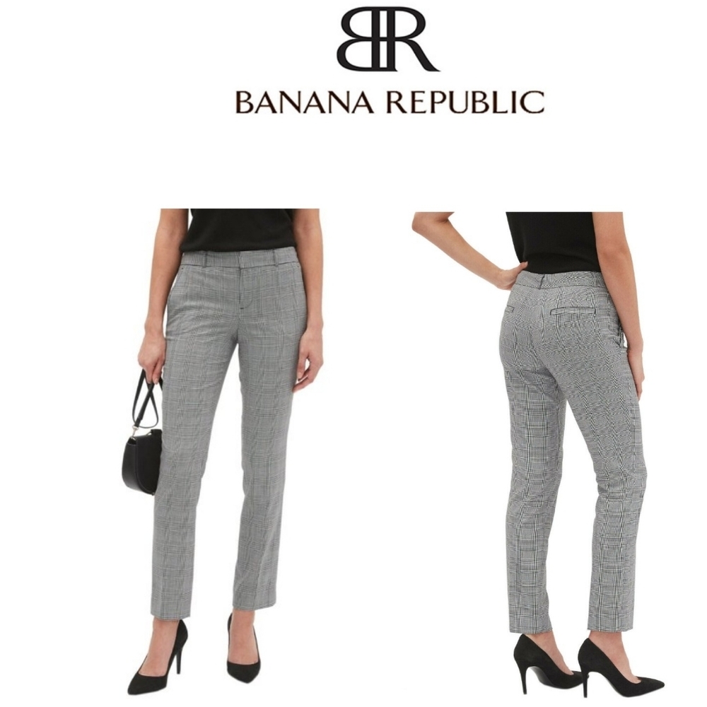 New Banana Republic Avery  Black  Yellow White Plaid Pants Corpcore/ Business